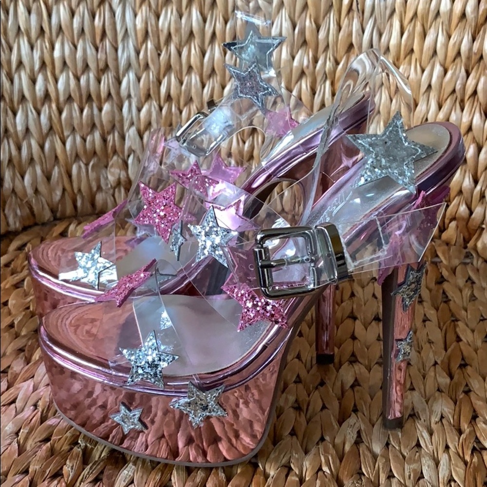 New Sugarthrillz “Star Shook” Pink Platform Heels - Picture 3 of 7